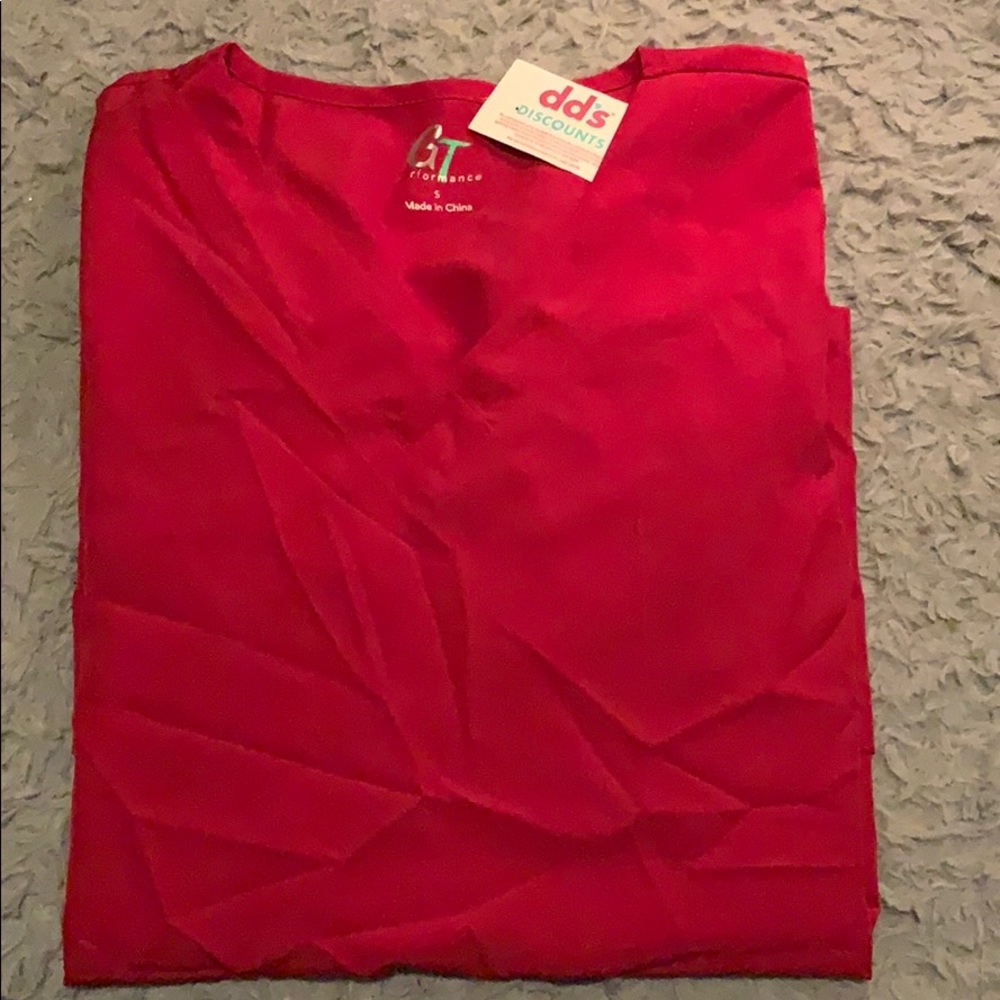 Red top scrub shirt